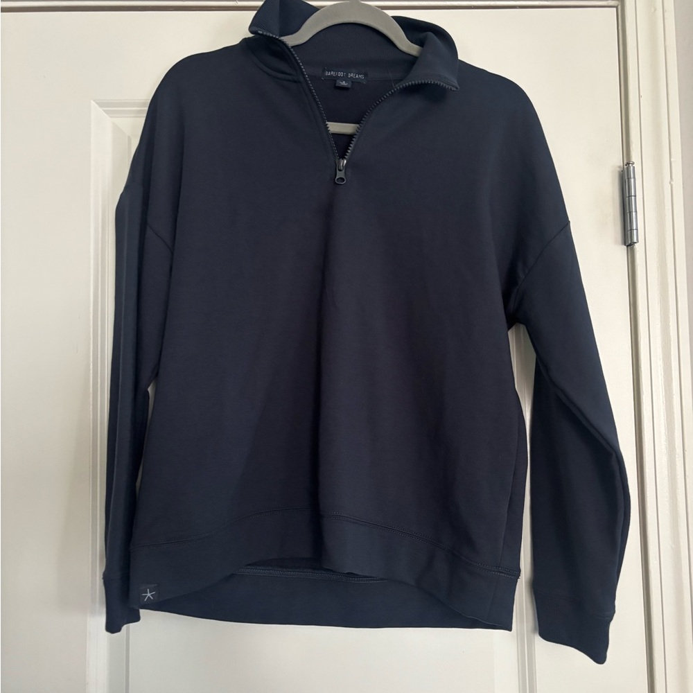 Barefoot Dreams Womesn Zip-Up Pullover Sweater - Navy Blue Size Small